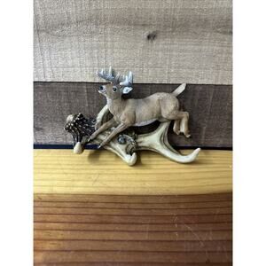 Resin Deer Wall Hanging Decor 3 Hook Rustic KEYS OR Coat Rack